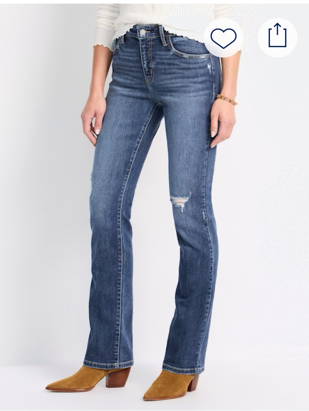 KanCan Dark Blue Flare Jeans with Light Distressing